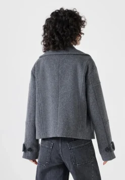 hush Jackets & Coats|Pure Wool Double Lapel Jacket Grey