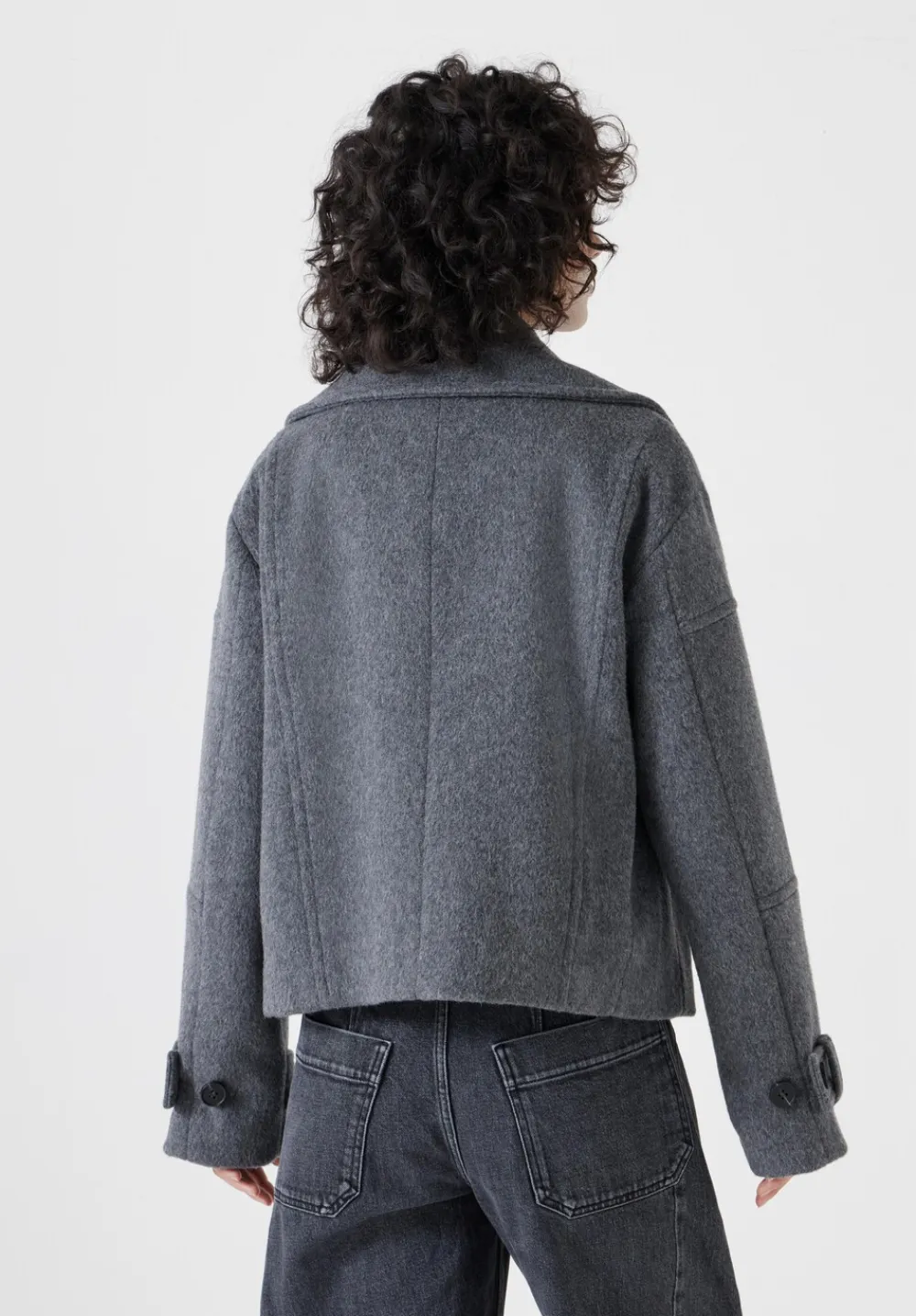 hush Jackets & Coats|Pure Wool Double Lapel Jacket Grey