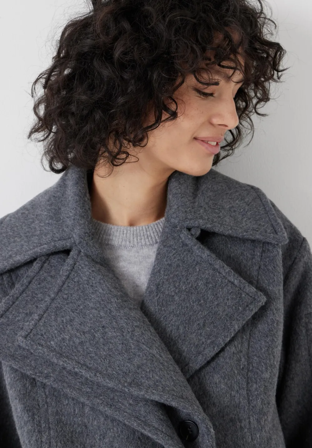 hush Jackets & Coats|Pure Wool Double Lapel Jacket Grey