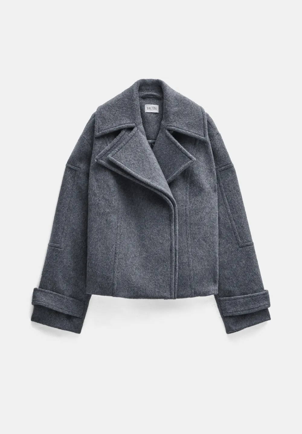 hush Jackets & Coats|Pure Wool Double Lapel Jacket Grey