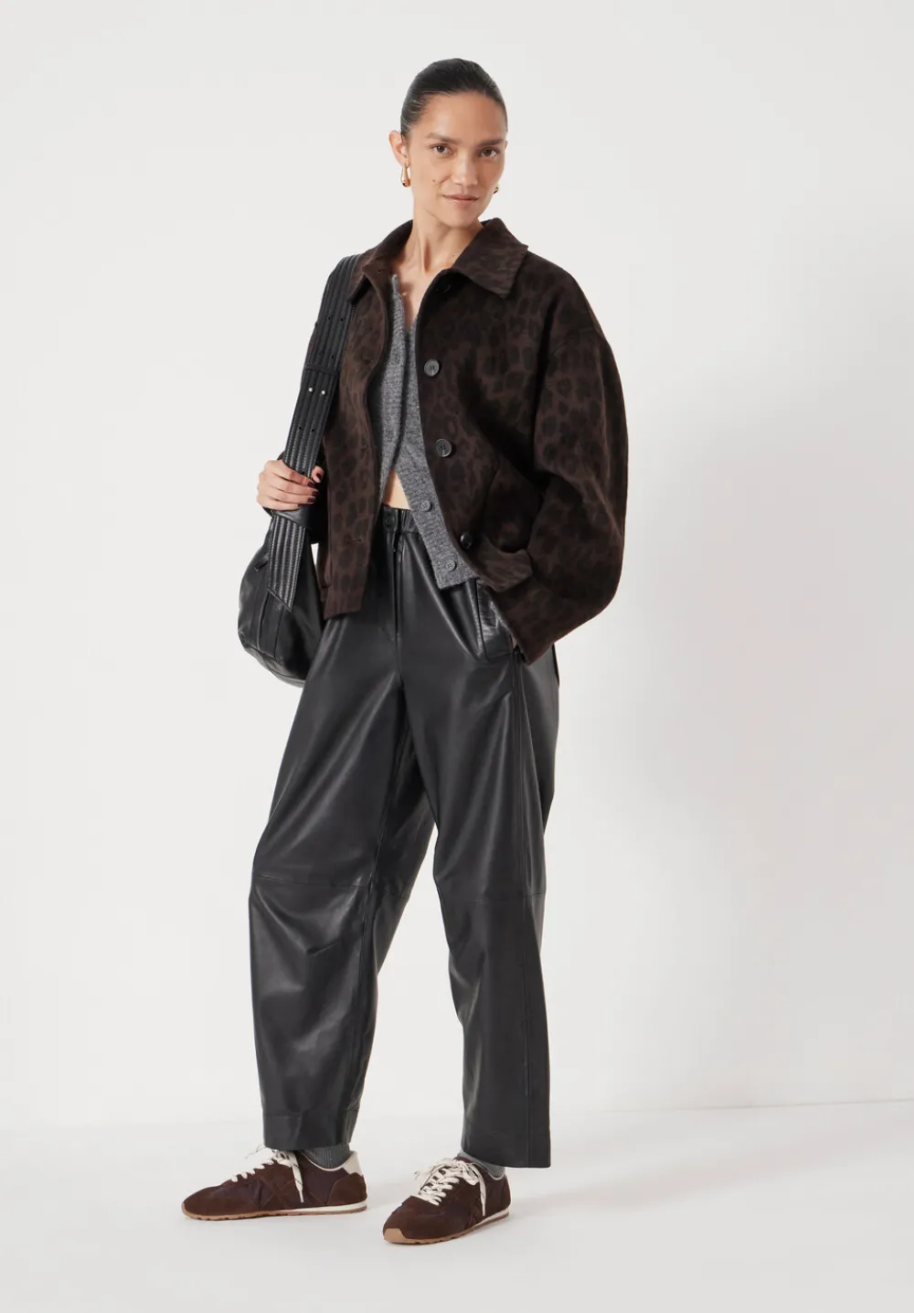 hush Jackets & Coats|Pure Wool Leopard Double Faced Jacket Brown Leopard