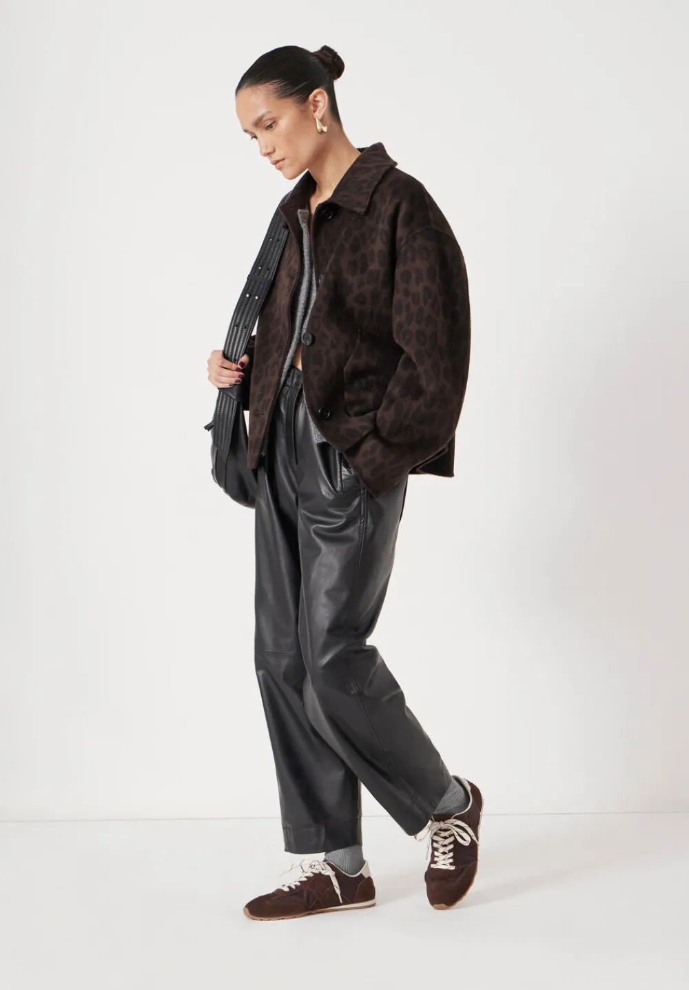 hush Jackets & Coats|Pure Wool Leopard Double Faced Jacket Brown Leopard
