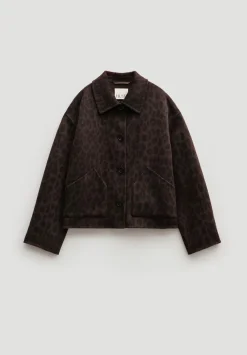 hush Jackets & Coats|Pure Wool Leopard Double Faced Jacket Brown Leopard