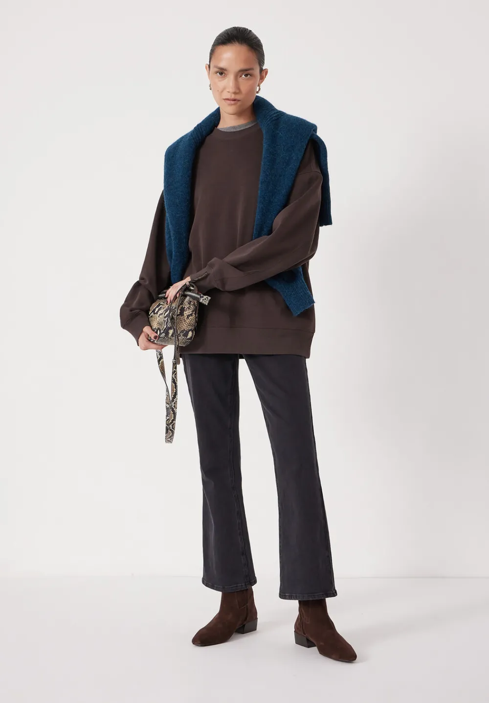 hush Sweatshirts & Hoodies|Quinn Oversized Sweatshirt Dark Brown