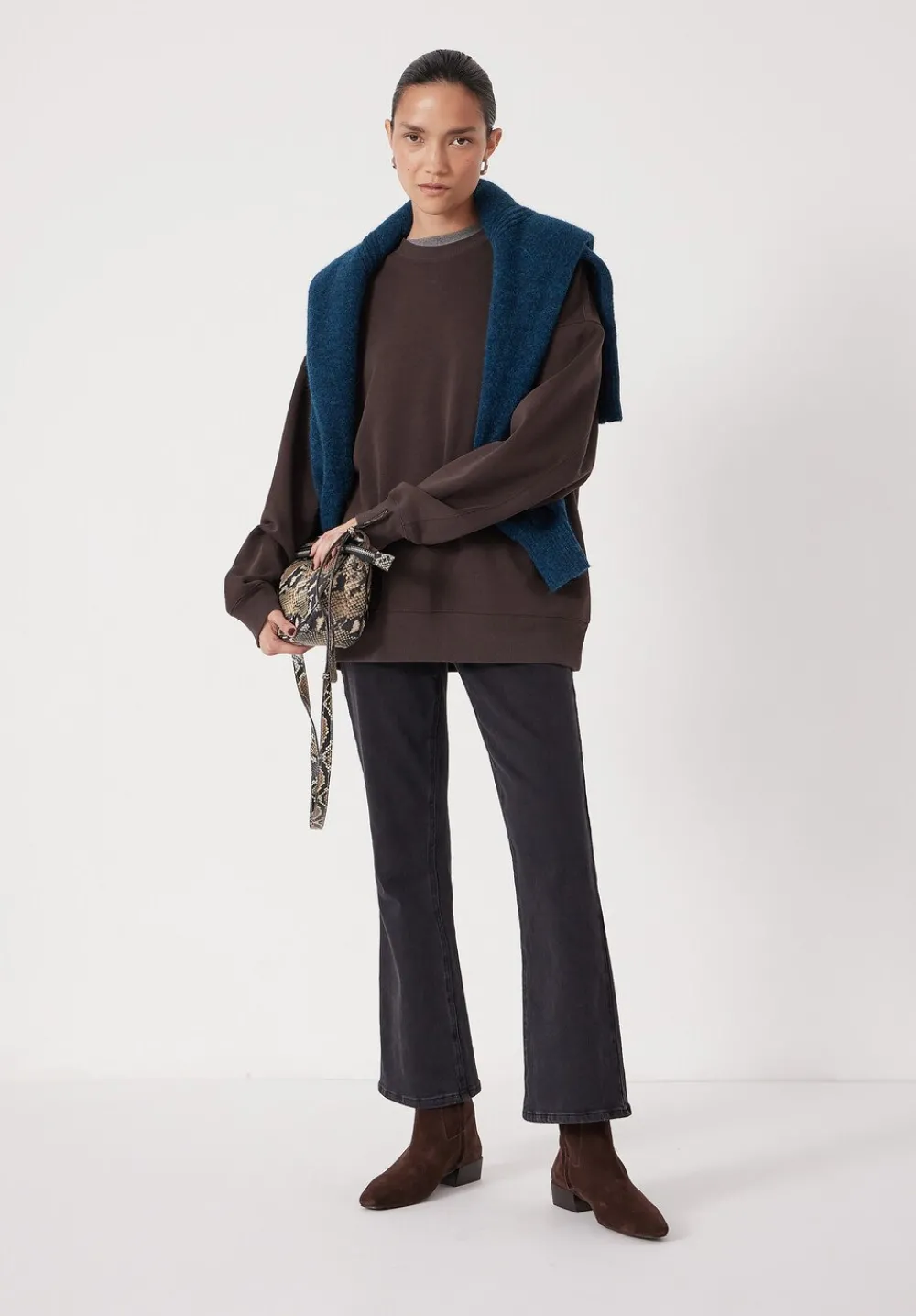 hush Sweatshirts & Hoodies|Quinn Oversized Sweatshirt Dark Brown