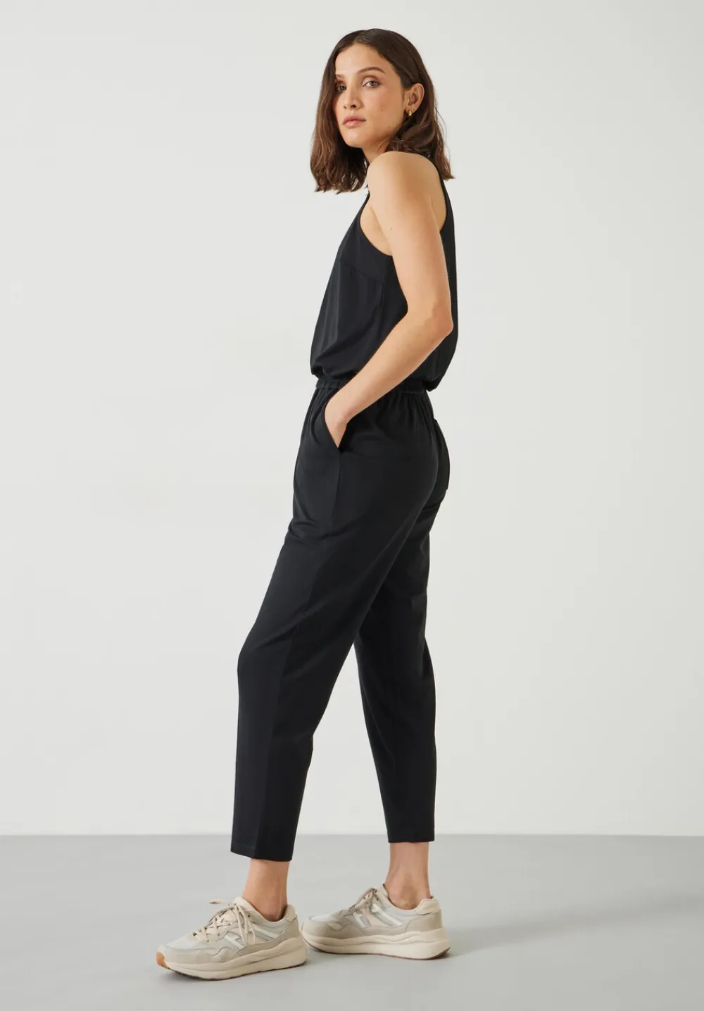 hush Jumpsuits|Racer Back Jersey Jumpsuit Black
