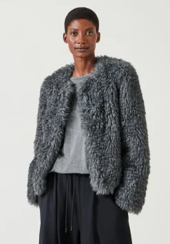 hush Jackets & Coats|Rachel Faux Fur Jacket DARK GREY