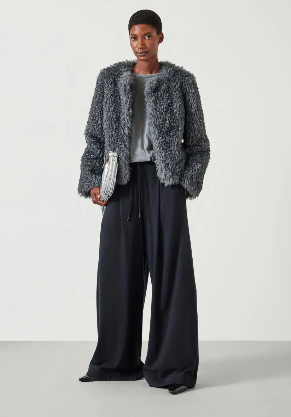 hush Jackets & Coats|Rachel Faux Fur Jacket DARK GREY