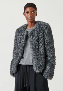 hush Jackets & Coats|Rachel Faux Fur Jacket DARK GREY