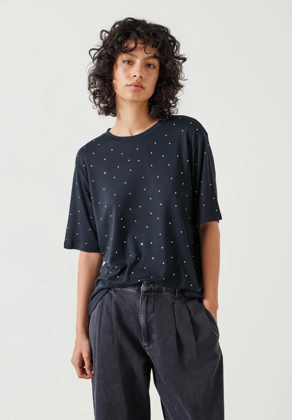 hush Tops & T-Shirts|Rae Rhinestone T-Shirt Black