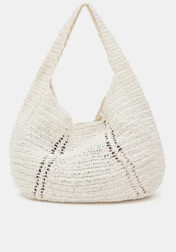 hush Bags|Raffia Oversized Tote Bag Off White