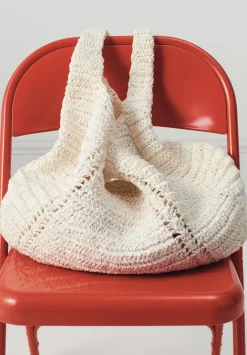 hush Bags|Raffia Oversized Tote Bag Off White