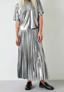 hush Skirts|Raven Pleated Maxi Skirt Liquid Metallic