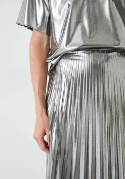 hush Skirts|Raven Pleated Maxi Skirt Liquid Metallic