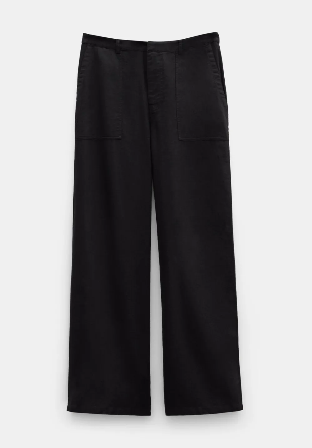 hush Trousers|Raye Linen Straight Leg Trousers Black