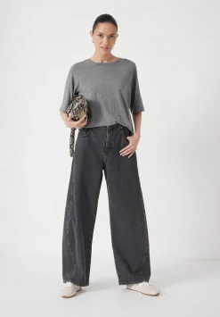 hush Tops & T-Shirts|Reece Drapey T-Shirt Mid Grey Marl