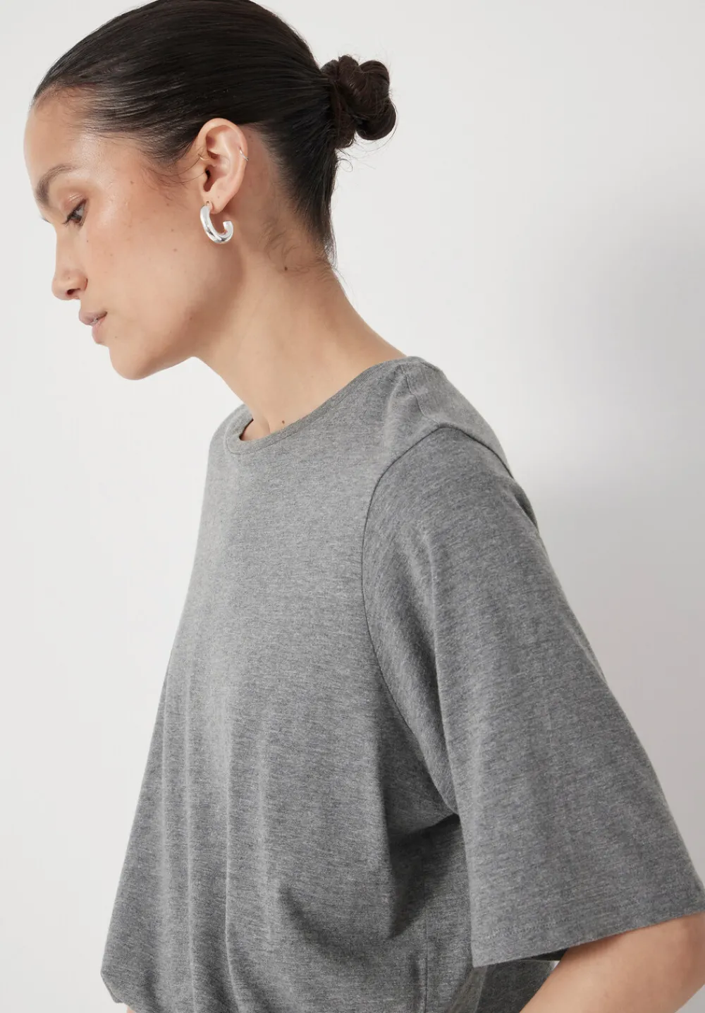 hush Tops & T-Shirts|Reece Drapey T-Shirt Mid Grey Marl