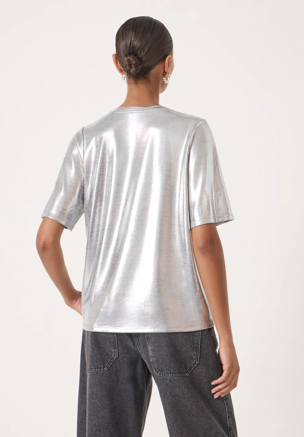hush Tops & T-Shirts|Reece Sub T-Shirt Silver Metallic