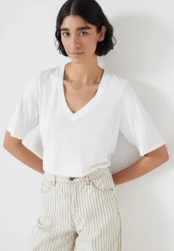 hush Tops & T-Shirts|Reece V Neck Drapey T-Shirt White