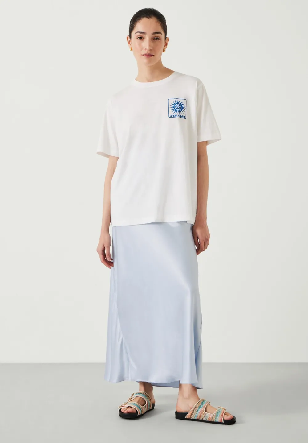 hush Skirts|Remi Satin Maxi Skirt Blue