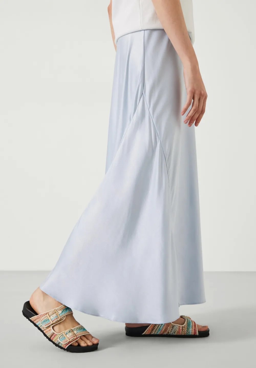 hush Skirts|Remi Satin Maxi Skirt Blue