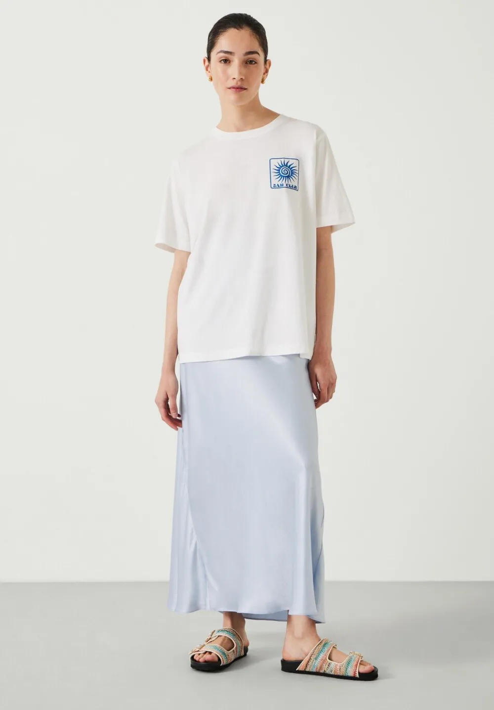 hush Skirts|Remi Satin Maxi Skirt Blue