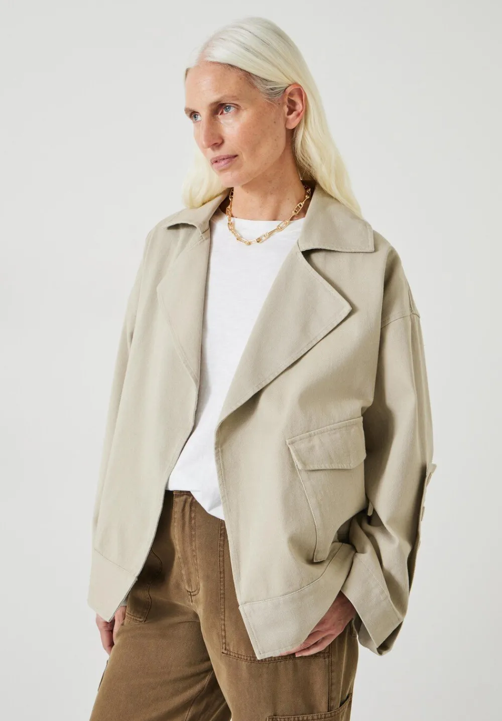 hush Jackets & Coats|Renee Relaxed Cotton Jacket Sand