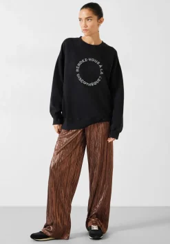 hush Trousers|Reva Pleated Wide-Leg Trousers Bronze