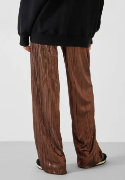 hush Trousers|Reva Pleated Wide-Leg Trousers Bronze