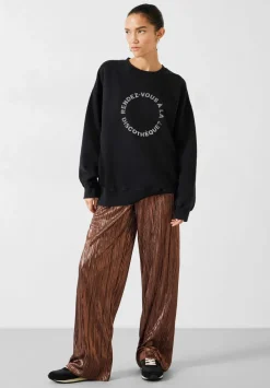 hush Trousers|Reva Pleated Wide-Leg Trousers Bronze