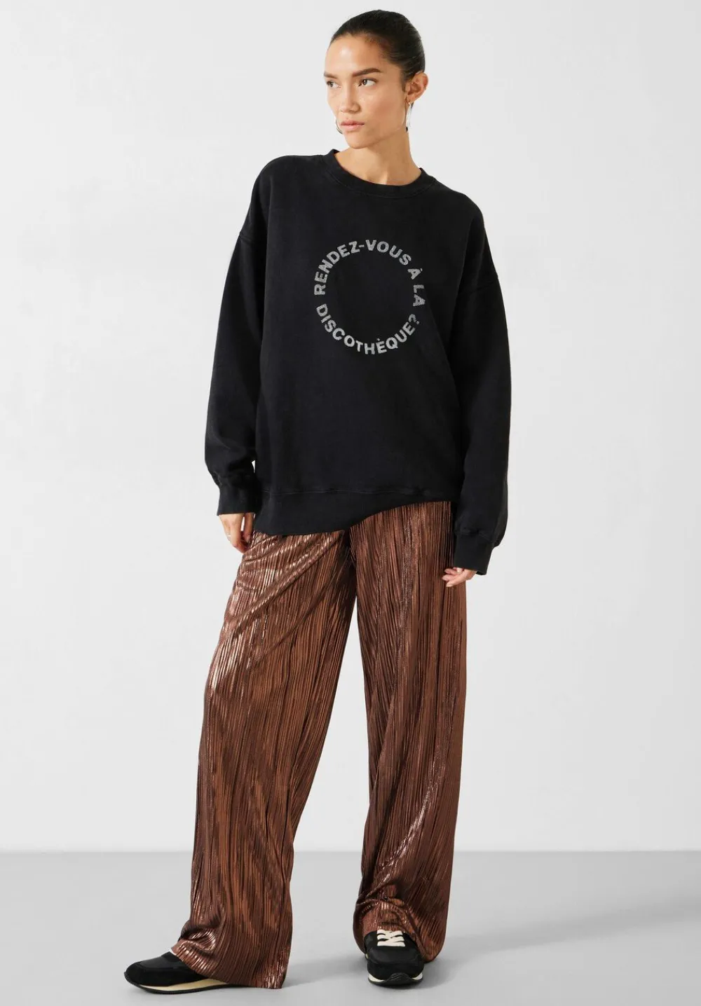 hush Trousers|Reva Pleated Wide-Leg Trousers Bronze