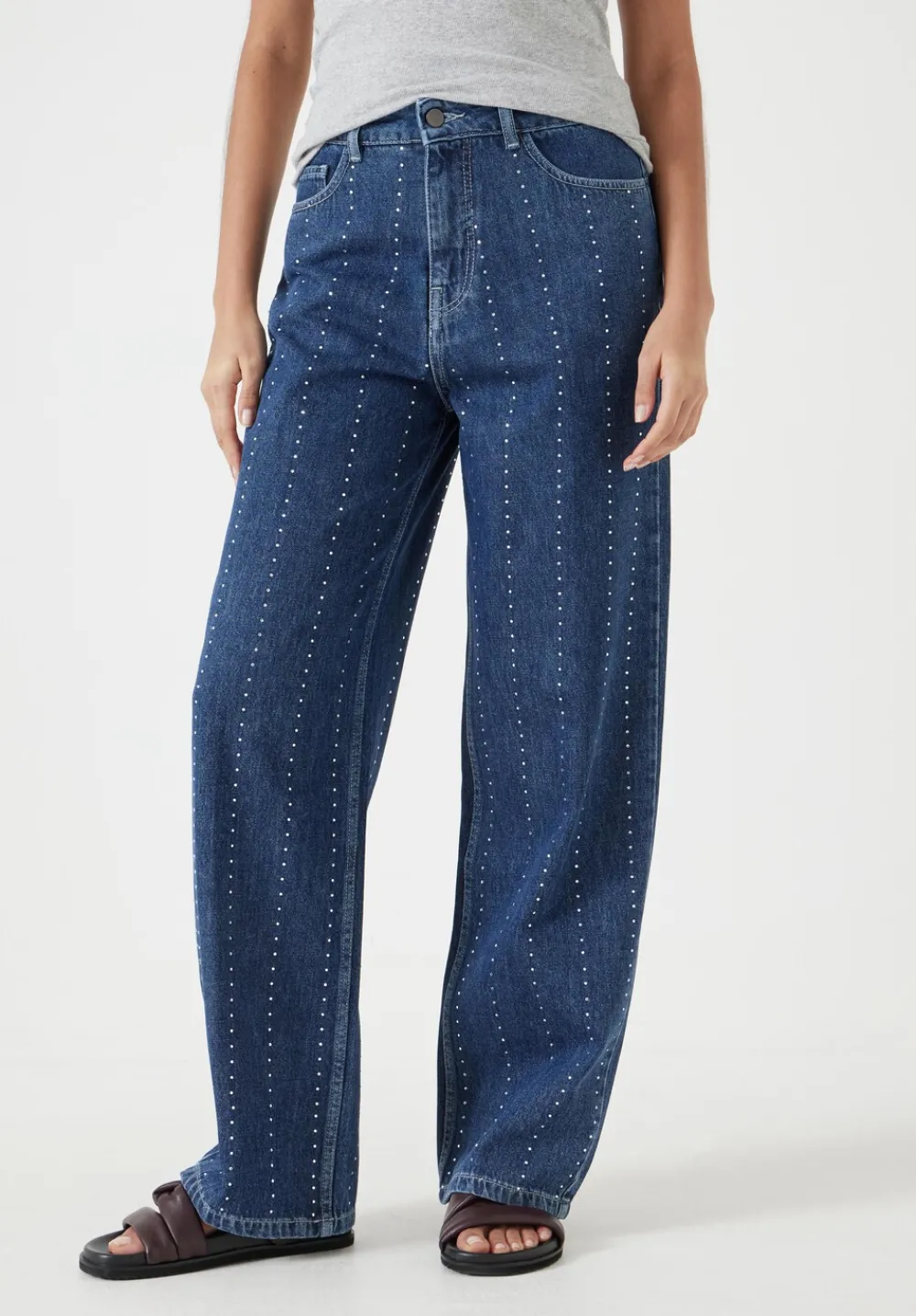 hush Jeans|Rhinestone Stripe Jeans Mid Authentic Wash