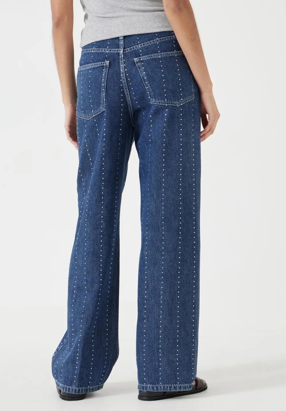 hush Jeans|Rhinestone Stripe Jeans Mid Authentic Wash