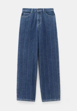 hush Jeans|Rhinestone Stripe Jeans Mid Authentic Wash