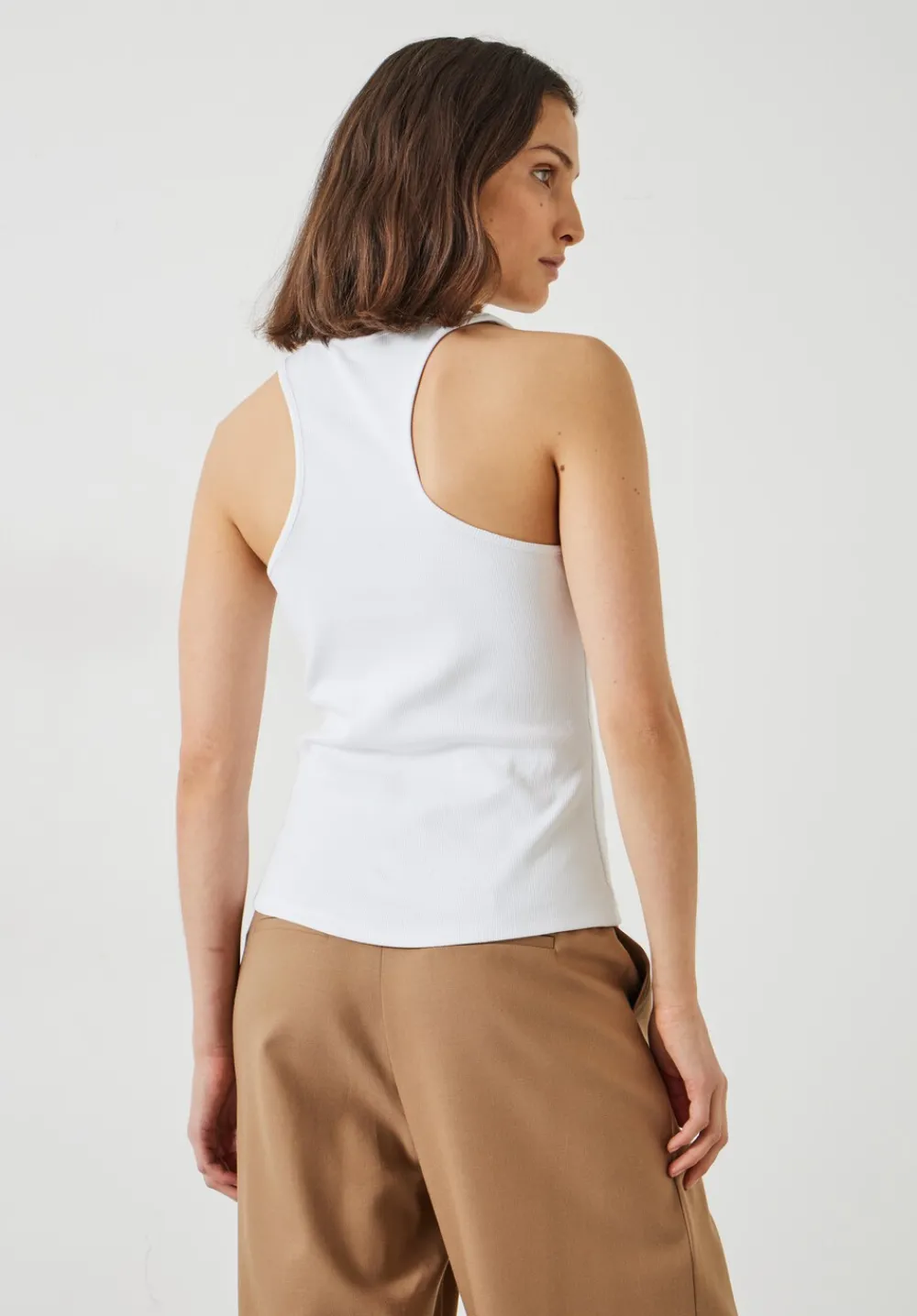 hush Tops & T-Shirts|Ribbed Scooped Vest White