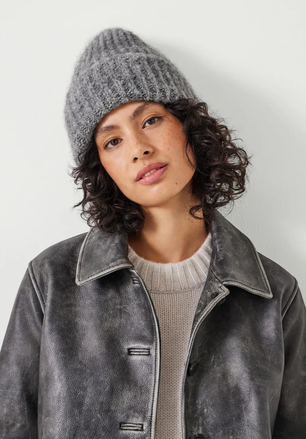 hush Hats|Riley Rib Beanie Mid Grey Marl