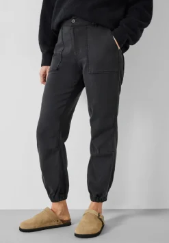 hush Trousers|Riley Washed Cargo Trousers Black