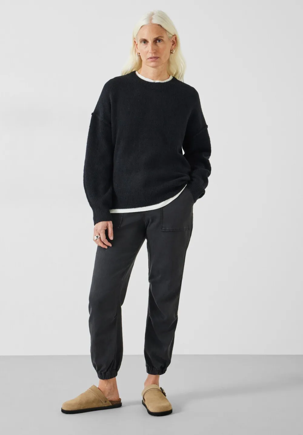 hush Trousers|Riley Washed Cargo Trousers Black