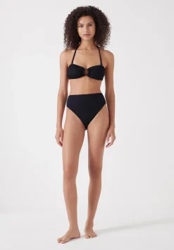 hush Swimwear & Beachwear|Ring Bandeau Crinkle Bikini Top Black
