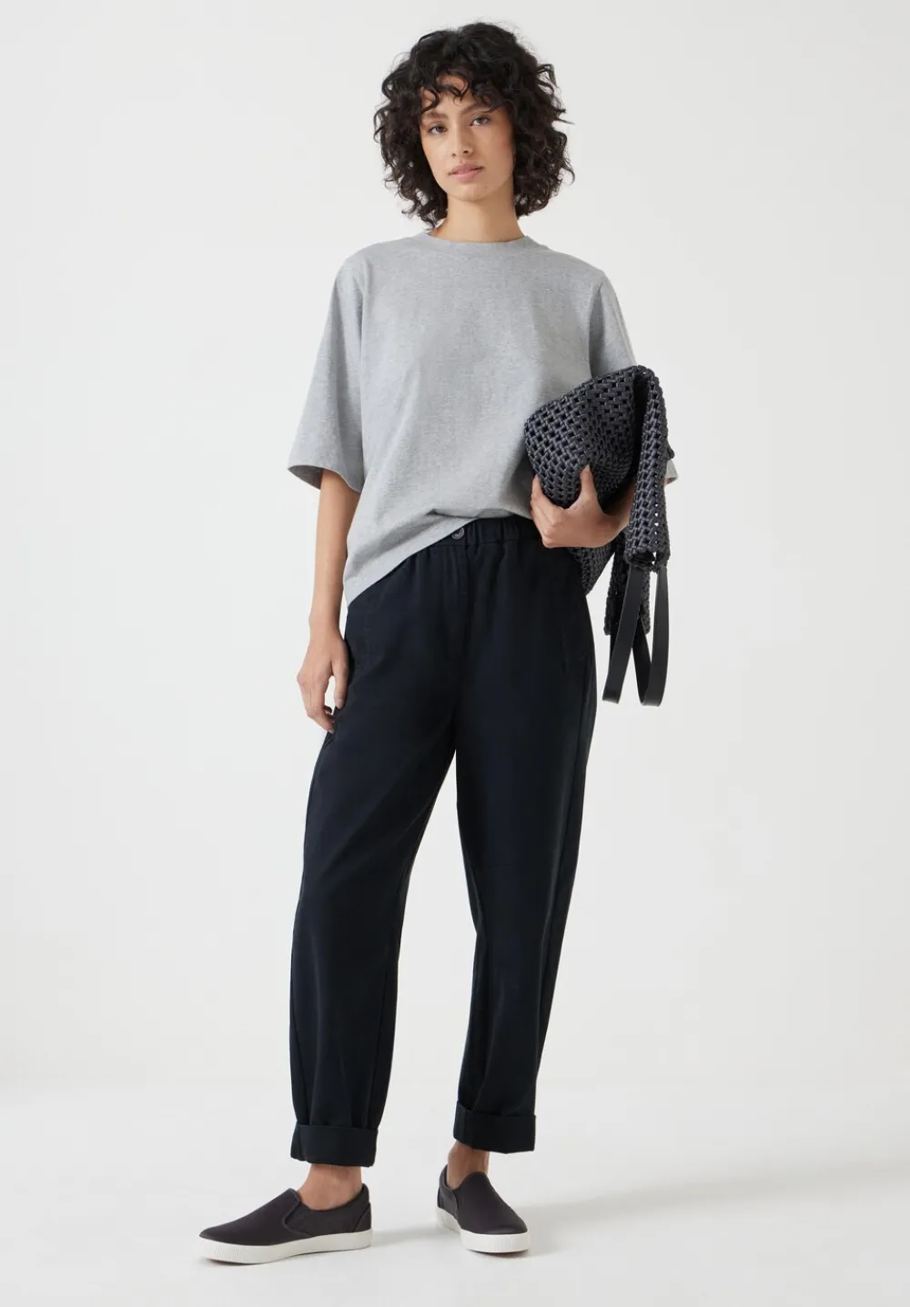 hush Tops & T-Shirts|Romina Heavyweight Cotton T-Shirt Grey Marl