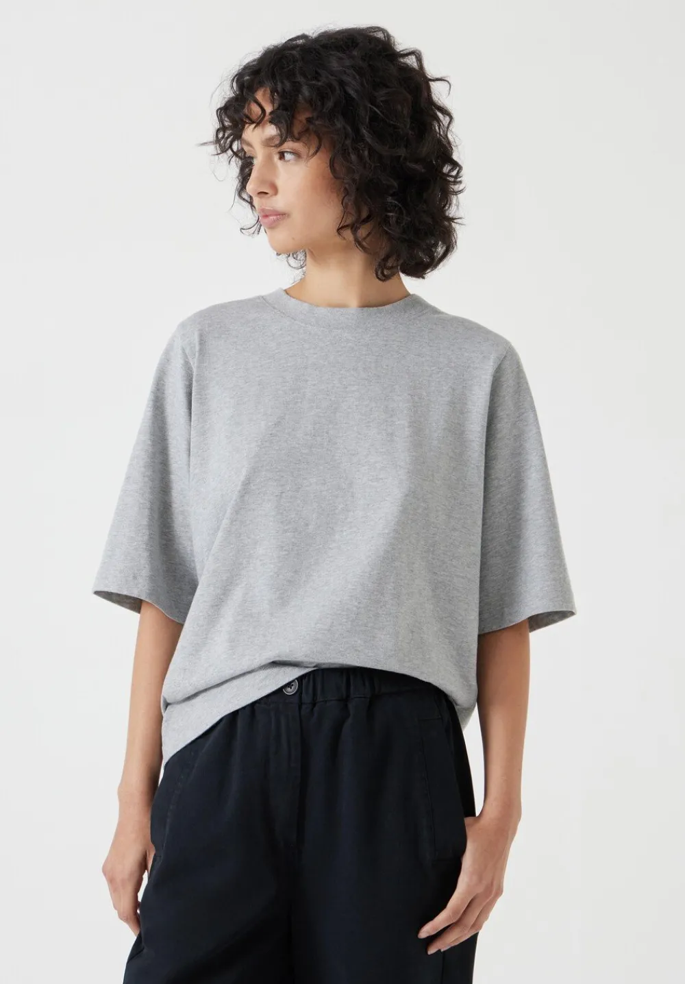 hush Tops & T-Shirts|Romina Heavyweight Cotton T-Shirt Grey Marl