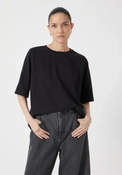 hush Tops & T-Shirts|Romina Heavyweight Cotton T-Shirt Black