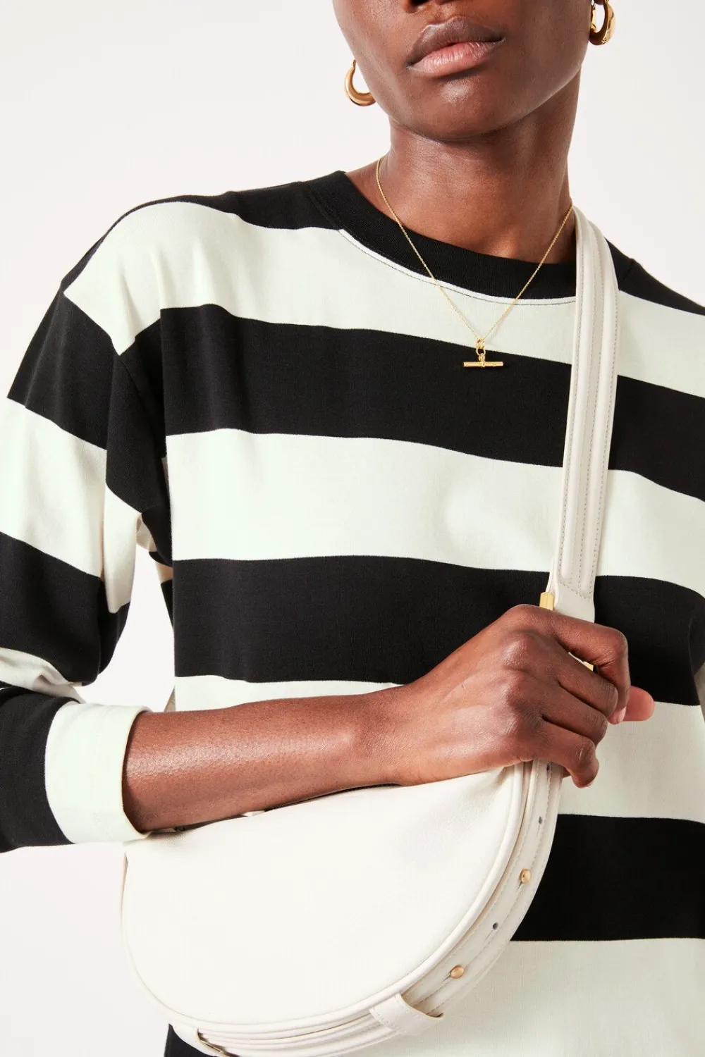 hush Bags|Rory Crescent Leather Crossbody Bag Bone
