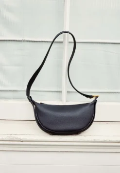 hush Bags|Rory Crescent Leather Crossbody Bag Black