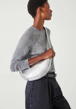 hush Bags|Rory Crescent Leather Crossbody Bag Silver