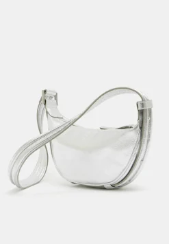 hush Bags|Rory Crescent Leather Crossbody Bag Silver