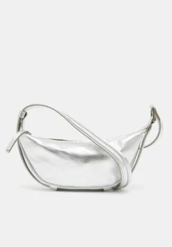 hush Bags|Rory Crescent Leather Crossbody Bag Silver