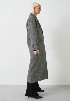 hush Jackets & Coats|Rose Check Double Breasted Wool Blend Coat Black