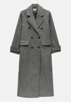 hush Jackets & Coats|Rose Check Double Breasted Wool Blend Coat Black