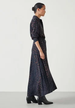 hush Dresses|Jeans|Rosey Midi Shirt Dress Brown & Black Leopard